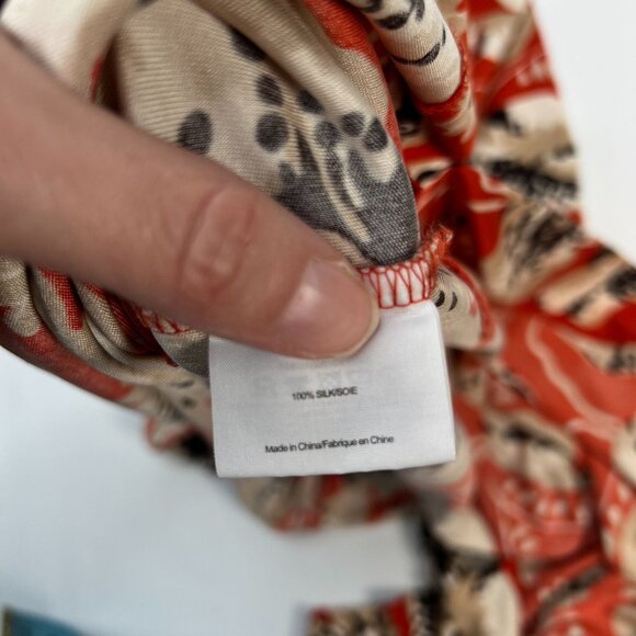 Tory Burch Maddie Silk Maxi Dress WallFlower Floral Print Orange White Wrap XS - Picture 10 of 11